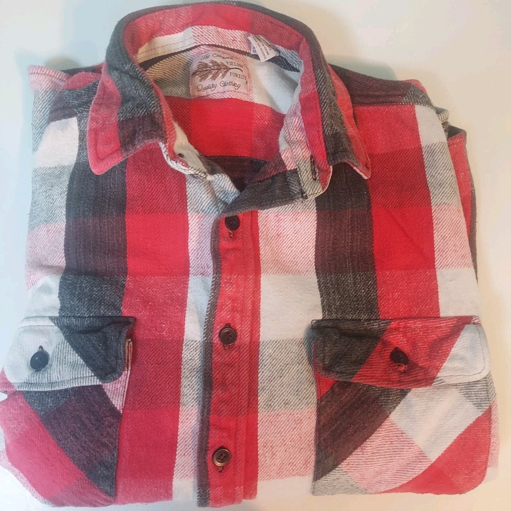 Flannel Button Up Shirt, Field N Forest, Red/black Plaid ‎ Men's Large. 14372